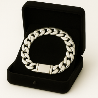 Pulsera Eslabones Cubanos 9 mm de ancho Plata 999 - Broche Door